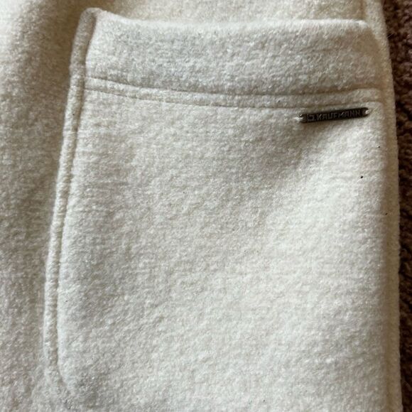 Vintage J. Kaufmann Wool Jacket Coatigan Ribbed Knit Trim Long Cream - Picture 11 of 14